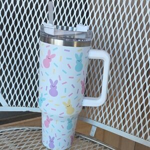 Colorful Bunny Patterned Insulated Tumbler with Straw